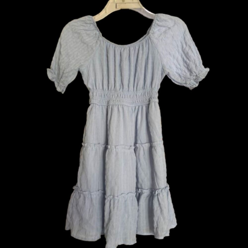 Love Squared Girls Fully Lined Baby Blue Cottage Core Ruffle Dress Size 12 #M - Picture 2 of 6